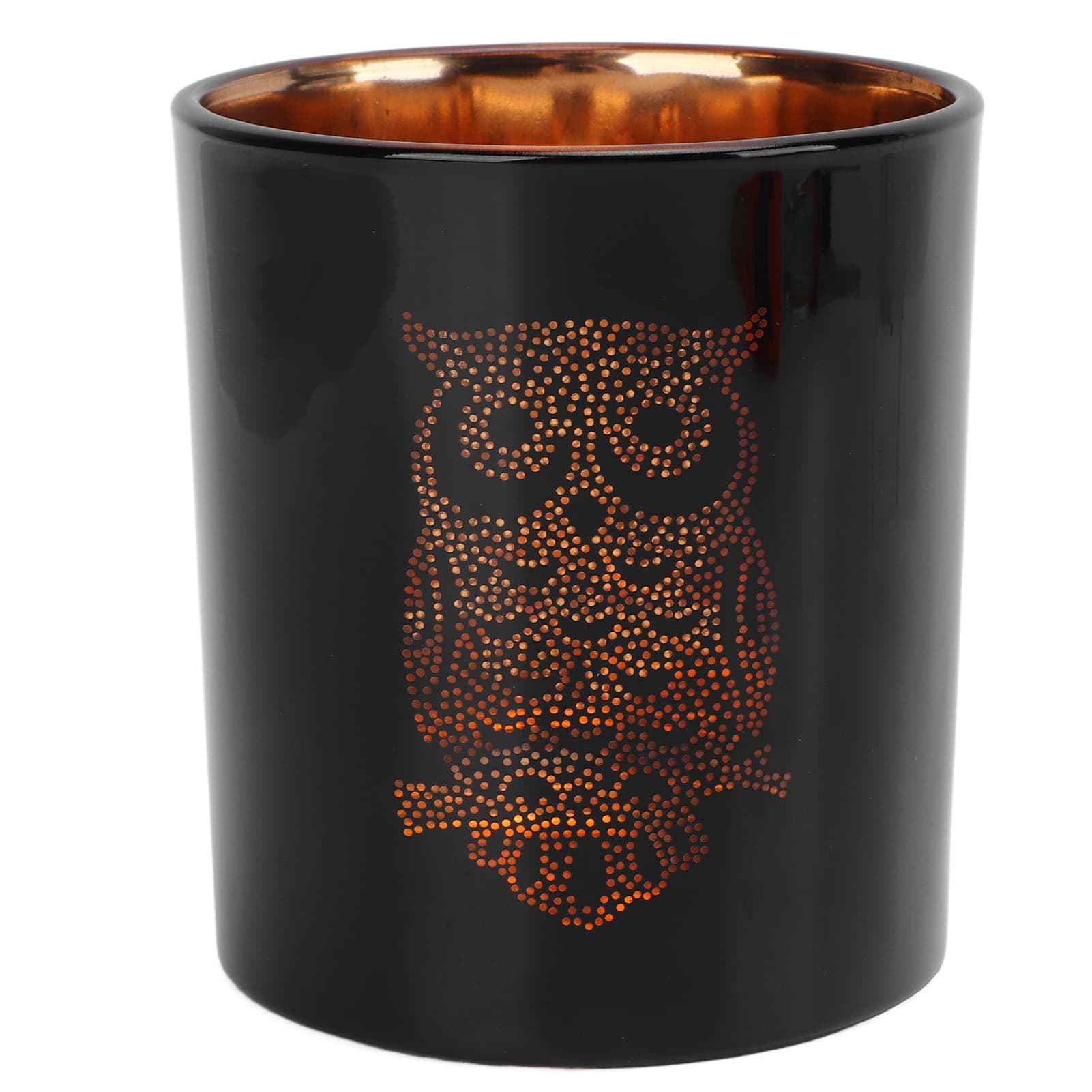 Glass Votive Candle Holder Night Owl Durable Odorless Black Glass Romantic Tealight Candle Holder For Home Office Bar