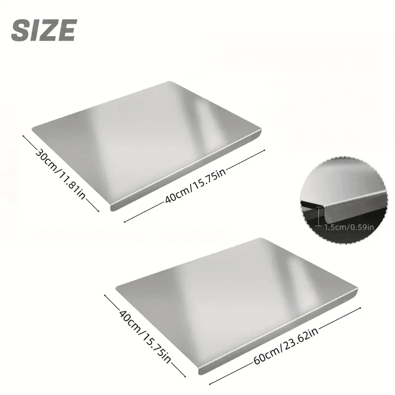 Stainless Steel Cutting Board With Lip For Kitchen Chopping Boards For Countertop Large Metal Cutting Board Over Sink Suitable For Meat Fruits Vegetables Bread Noodle And Pizza Bamboo Knives