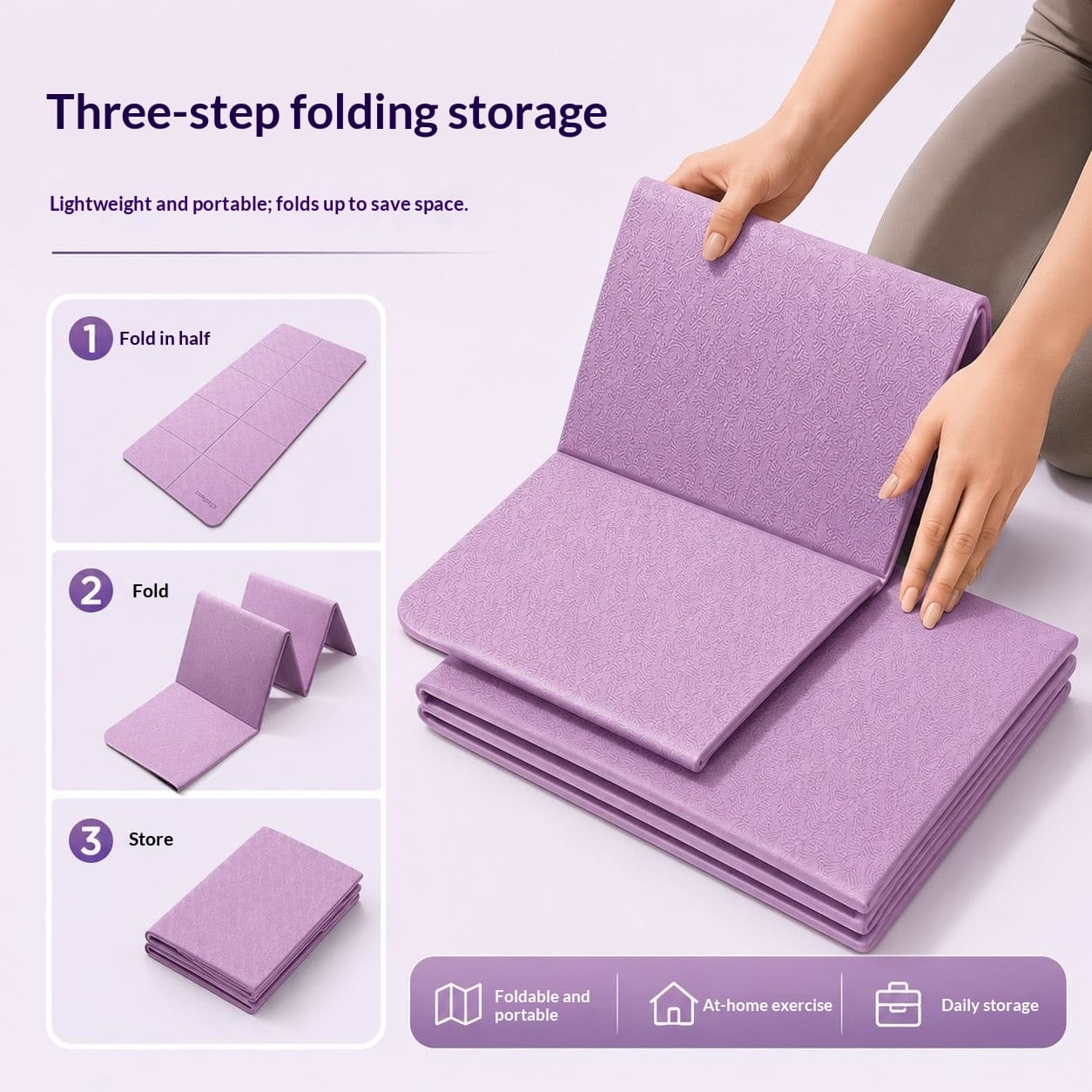 Foldable Yoga Mat, Portable, Non-Slip, Home Fitness Mat, Shock-Absorbing, Silent, Student Dormitory, Can Be Used For Sleeping, Thickened Mat