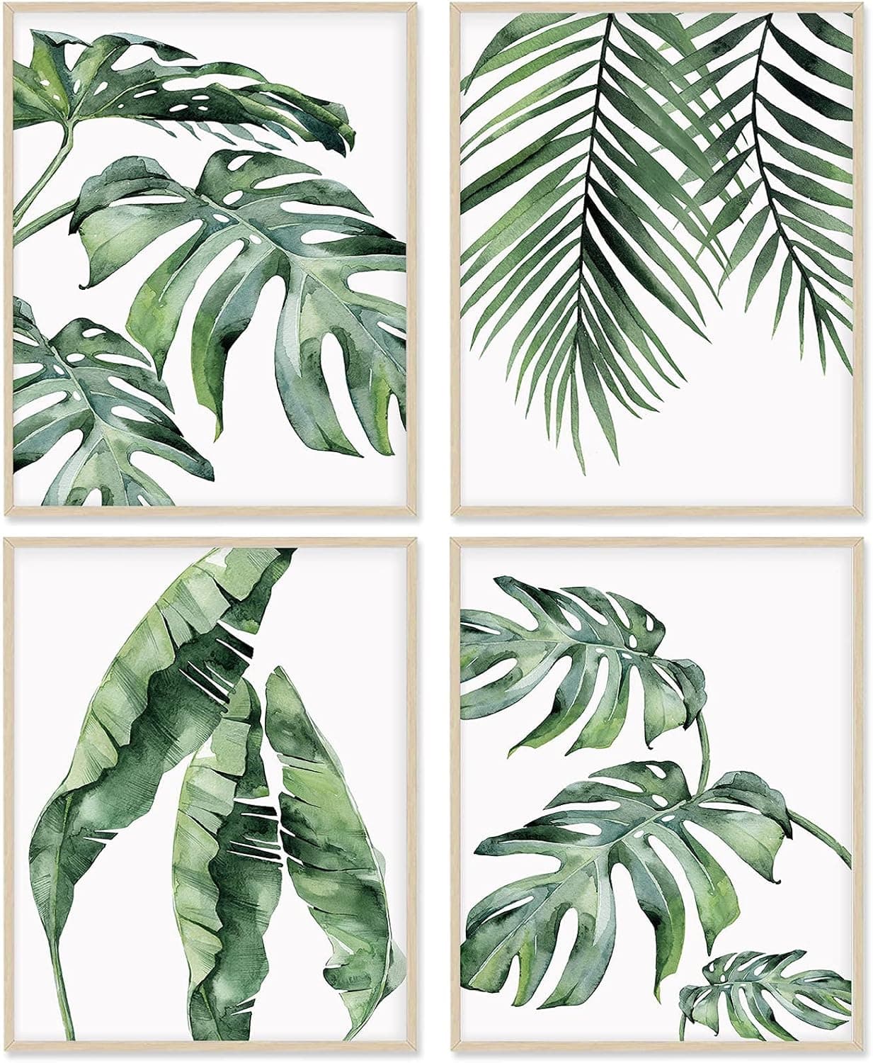Botanical Wall Art Prints 4 PCS, 8x10 Inch Boho Plant Posters For Living Room, Bedroom And Home Decor, Unframed