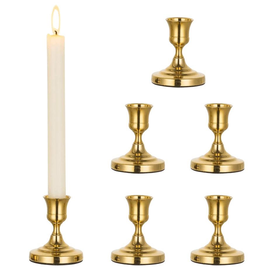 Gold Candlestick Holders 6 PCS, Vintage Taper Candle Holders For Table, Wedding, Party And Home Decor