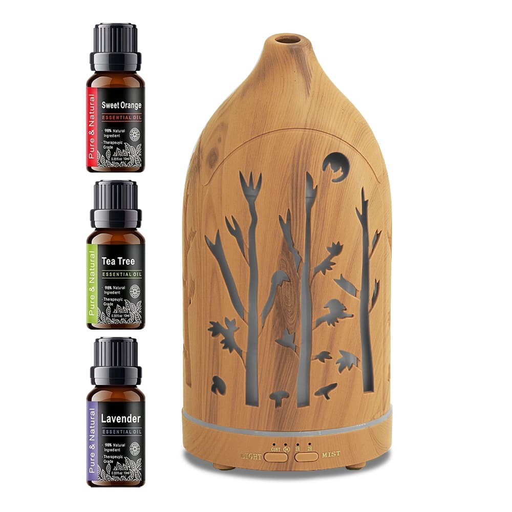 Aromatherapy Diffuser With 7 LED Colors, Auto Shut Off & 3 Essential Oils
