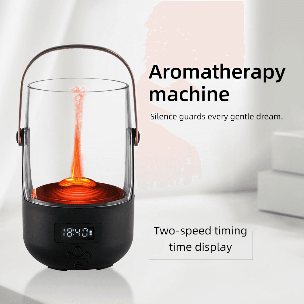 Perfect Gift Retro Essential Oil Diffuser With Realistic Flame Effect - 200ML Humidifier, 3 Timers, Ambient Lighting & Waterless Protection