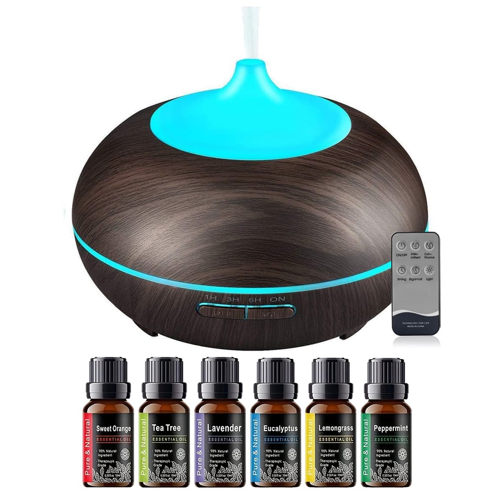 550ML Essential Oil Diffuser Without Bisphenol A Ultrasonic Aromatherapy Diffuser, With 7-color Light And Automatic Shut-off Without Water, Suitable For Black In Family Rooms And Pet Rooms