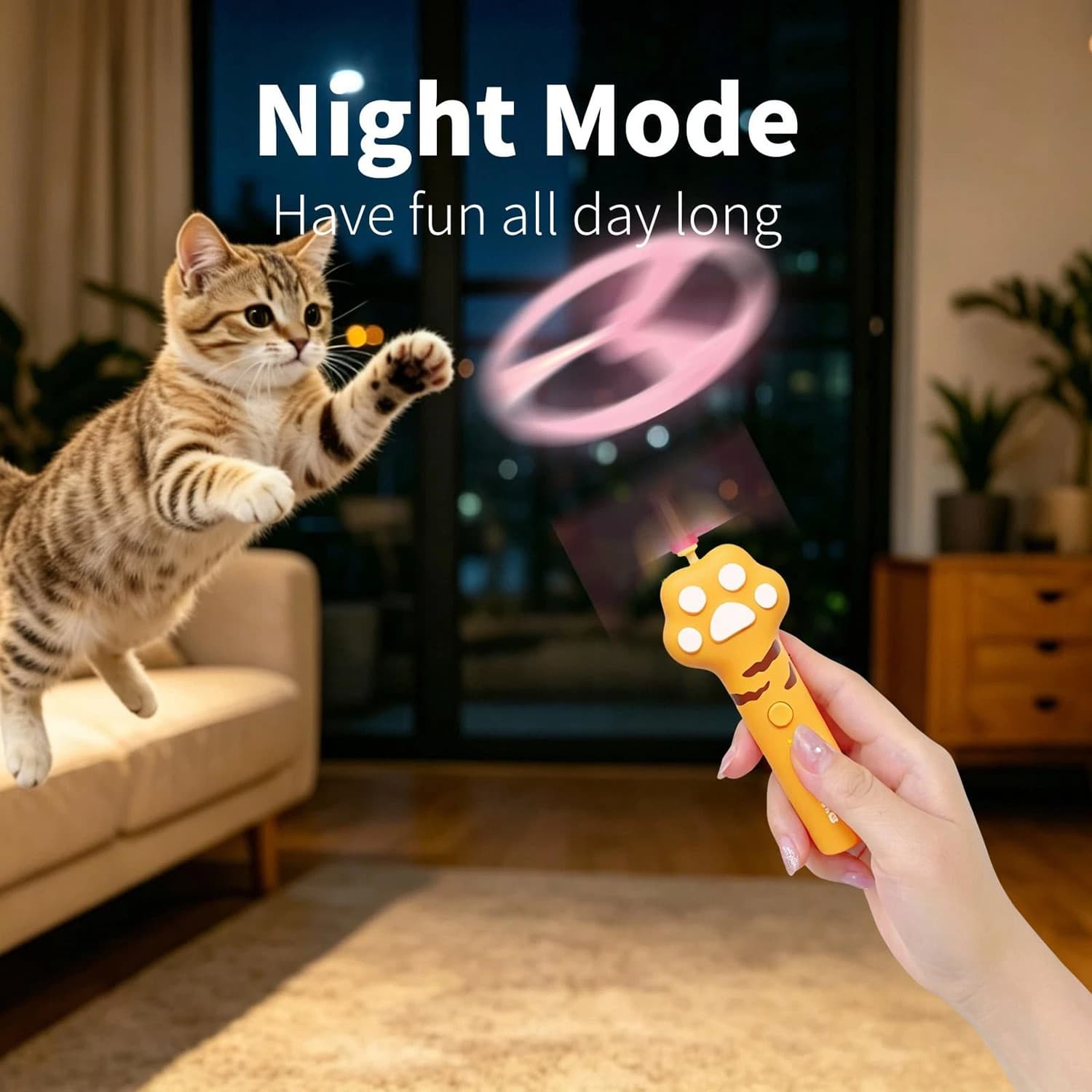 Cat Fetch Toy Flying Disc Launcher Rechargeable Interactive Cat Toys & 10 Discs