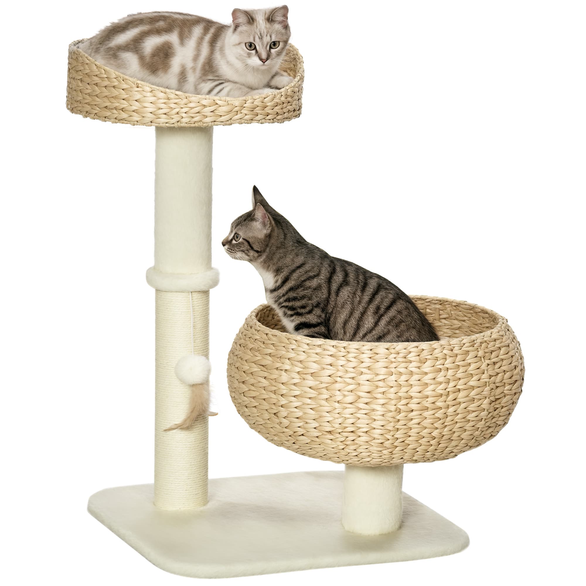 72cm Cat Tree Kitten Tower,with Sisal Scratching Post,Two Beds,Toy Ball