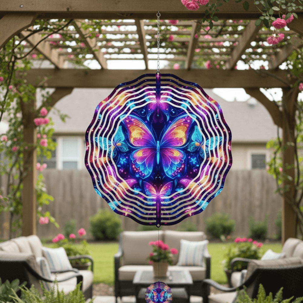 CIFbuy 3D Metal Butterfly Wind Spinner Rustproof Handcrafted Kinetic Weatherproof Garden Sculpture Patio, Yard Boho Outdoor, Wall Art Hanging Decor, Holiday Housewarming Gift (TikTst, TikTst, Theme Se