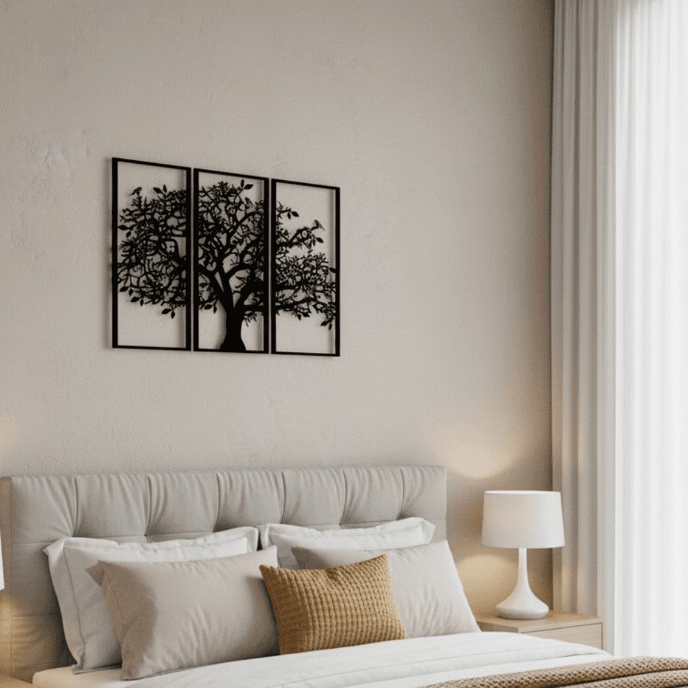 CIFbuy 3-Piece Tree of Life Metal Wall Art, Nature-Inspired Boho Iron Hanging Sculpture, Spiritual Zen Meditation Wall Decor for Yoga Studio Living Room Bedroom Office, Home Accent, for Women Men οΌTik