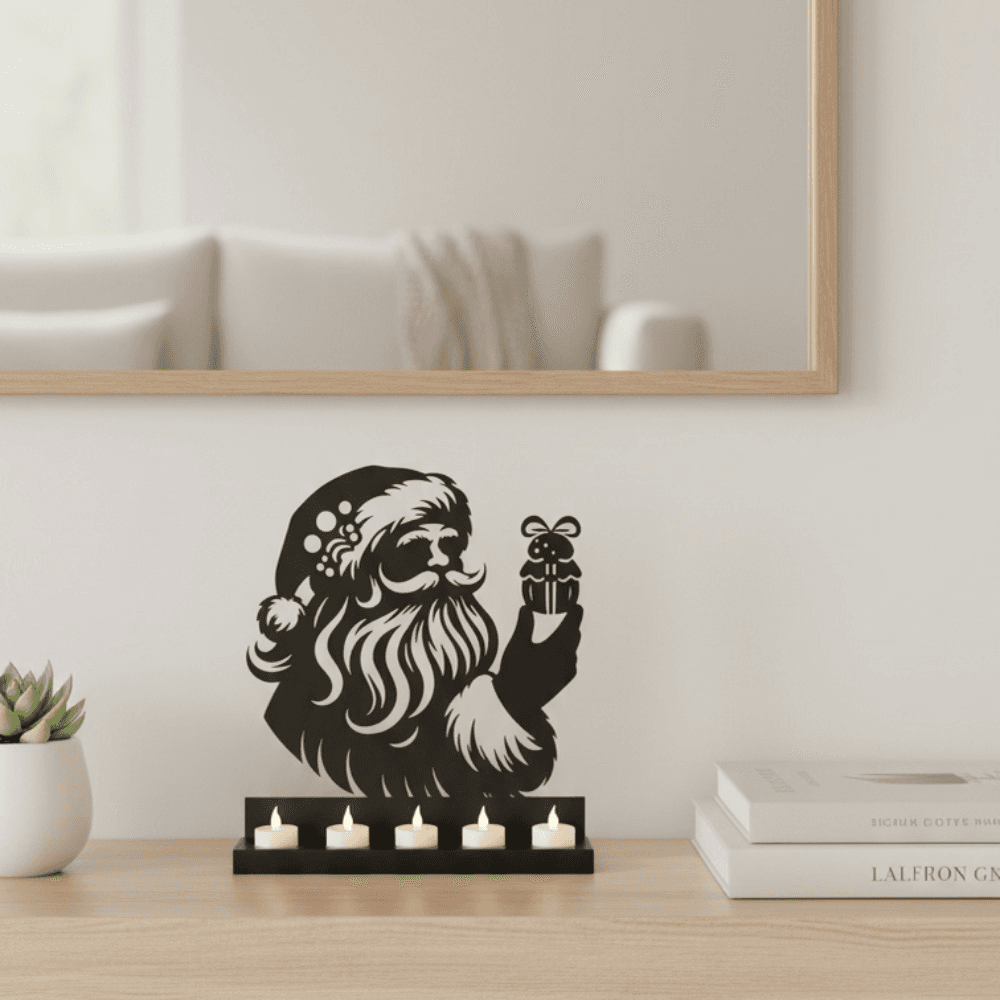 CIFbuy Santa Claus Rustproof Iron Candle Holder, Rustic Farmhouse Holiday Table Centerpiece Cozy, Winter, Decor For Fireplace Mantel, Thoughtful Gift