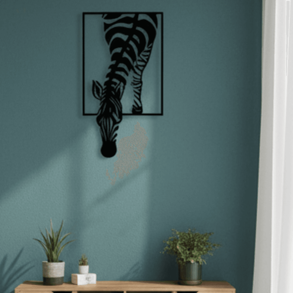 CIFbuy Modern Black White Zebra Metal Wall Art Sculpture, Rustproof Minimalist Farmhouse Boho Wildlife Hanging Decor, Wildlife Hanging Decor, Office, for Nature Lovers (TikTl , TikTl , Theme Self-pick