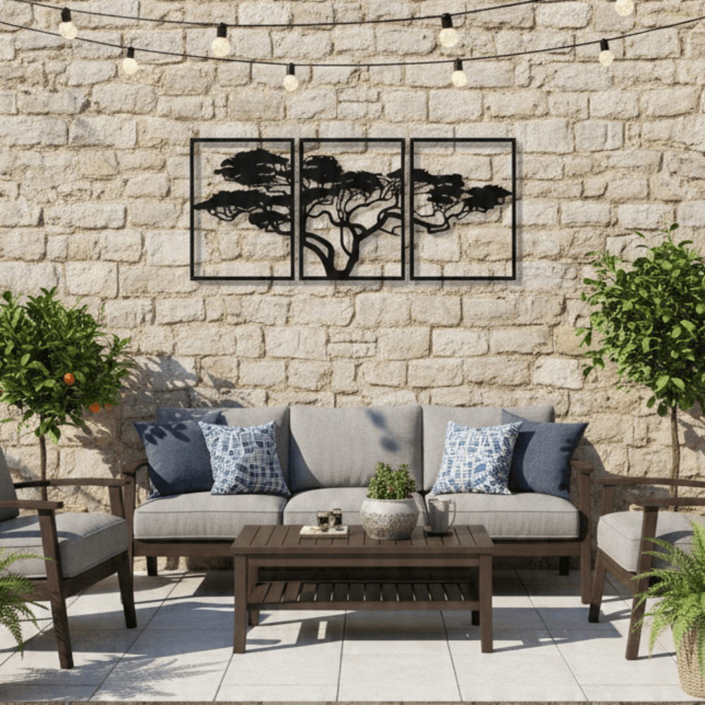 CIFbuy 3-Piece Tree of Life Metal Wall Art, Nature-Inspired Boho Iron Hanging Sculpture, Spiritual Zen Meditation Wall Decor for Yoga Studio Living Room Bedroom Office, Home Accent, for Women Men οΌTik