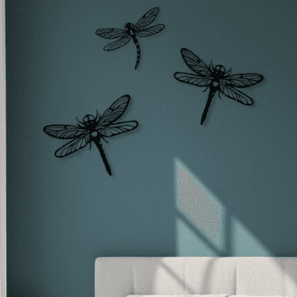 CIFbuy Handmade Gothic Dragonfly Metal Wall Art, Black Iron Dark Academia Insect Sculpture, Witchy Boho Cottagecore Wall Decor, for Living Room, Aesthetic Home Gift (TikTll, TikTll, Theme Self-pickup