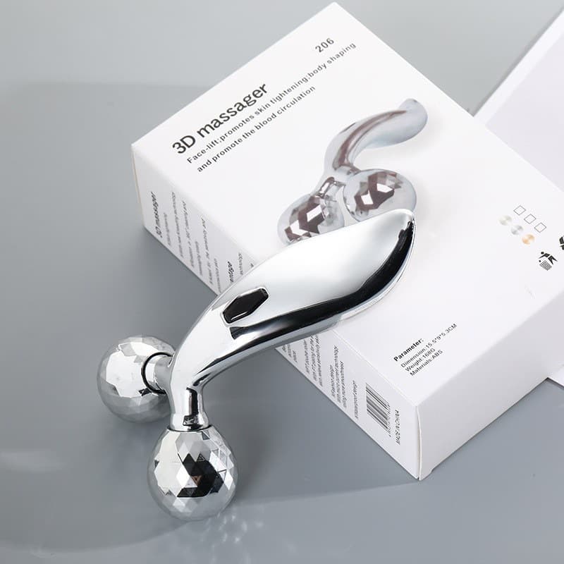 3D Manual Microcurrent Roller Face Slimming Device V-Face Facial Lifting Massage Beauty Instrument
