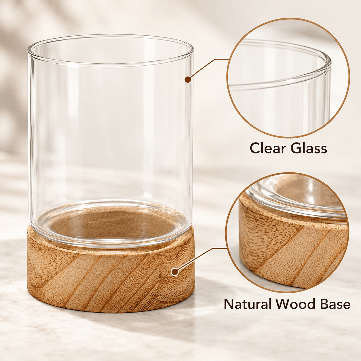 This Candle Holder From The Brand Giftdecor Combines The Elegance Of The Glass With The Warmth Of A Base Of Wood, Ideal For Any Space
