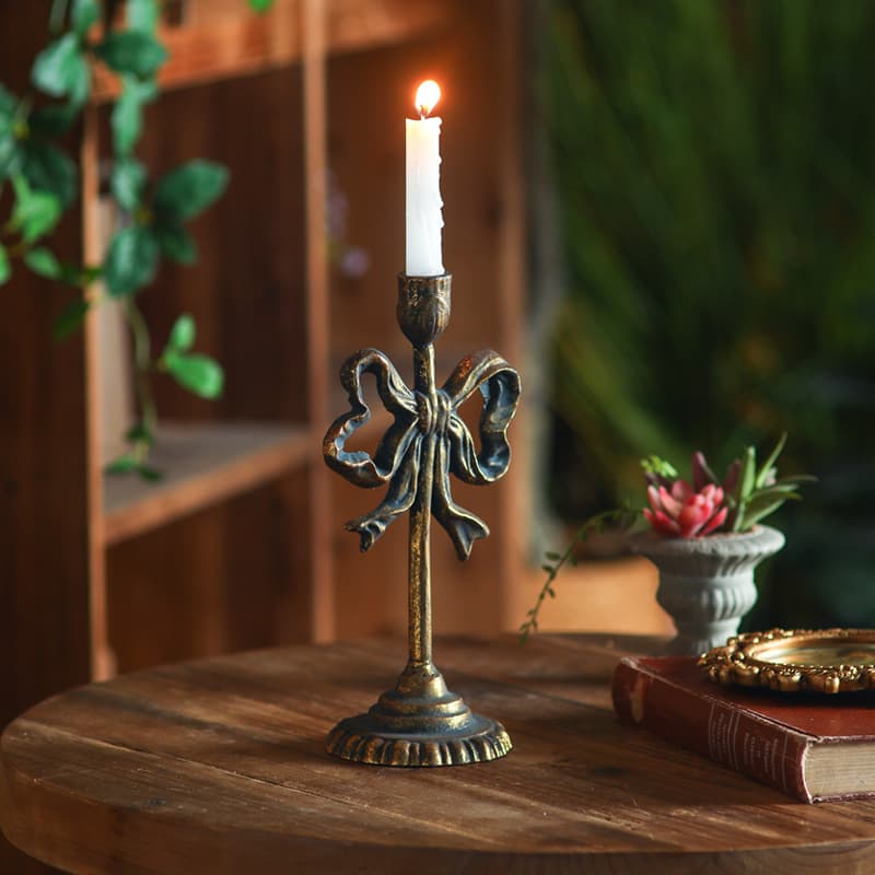 Retro French-style Wrought-iron Bow Candle Holder Window Display Decoration
