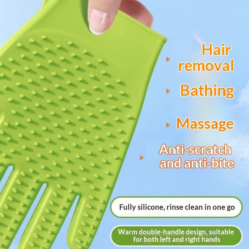 Silicone Pet Grooming Glove - Gentle Massage Brush for Cats and Dogs Bathing Deshedding Cleaning Hair Removal Tool
