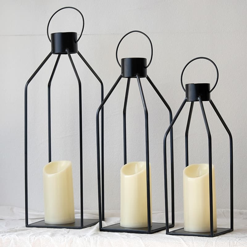 Black Three-piece Set Of Portable Candle Holders For Decoration