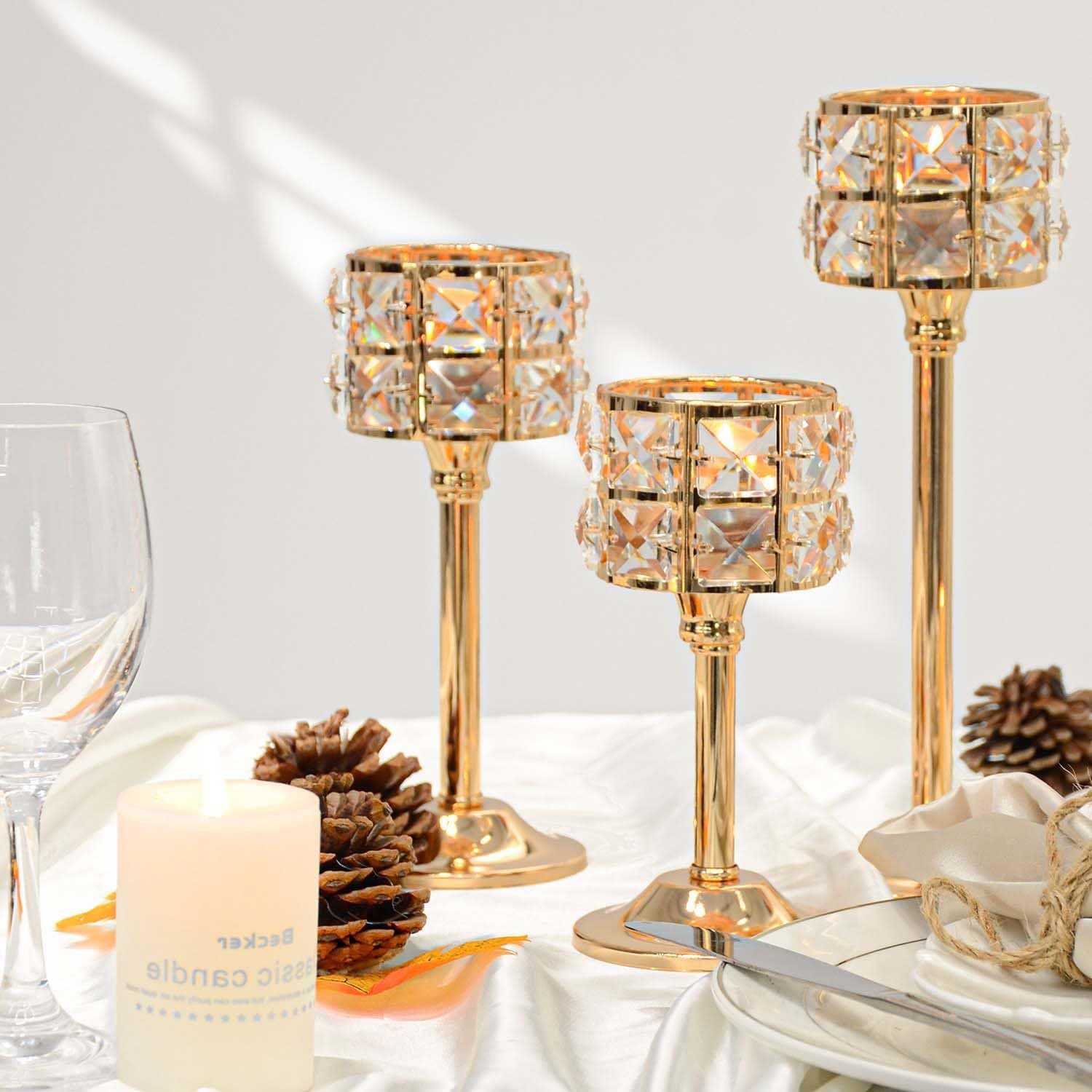 Crystal Candle Holder Golden European-style Decorative Prop