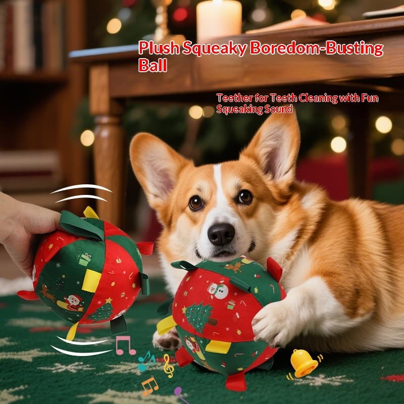 Cotton Filled Squeaky Soccer Ball Pet Toy Durable Chew Resistant Dog Training Ball For Outdoor Play