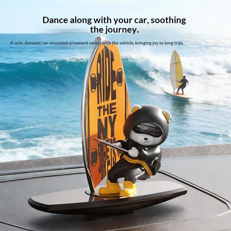 Creative Surfing Bear Car Dashboard Ornament - Swinging Aromatherapy Diffuser for Auto Interior Decoration