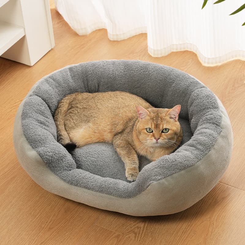 Plush Oval Pet Bed - Thickened High Wall Dog Cat Sleeping Pad Warm Winter Autumn Soft Cushion For Small Medium Pets Indoor