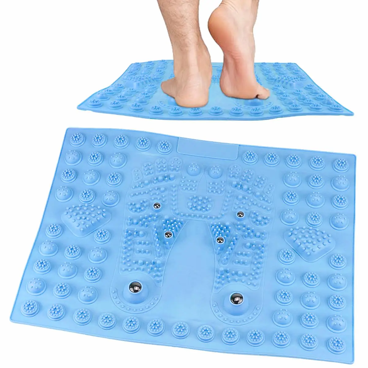 UPIQNG Feet Massage Pad Massager Tool Foot Acupressure Mat Pressure Relief Pad Foot Acupressure Cushion Shiatsu Reflexology Massager (Blue)