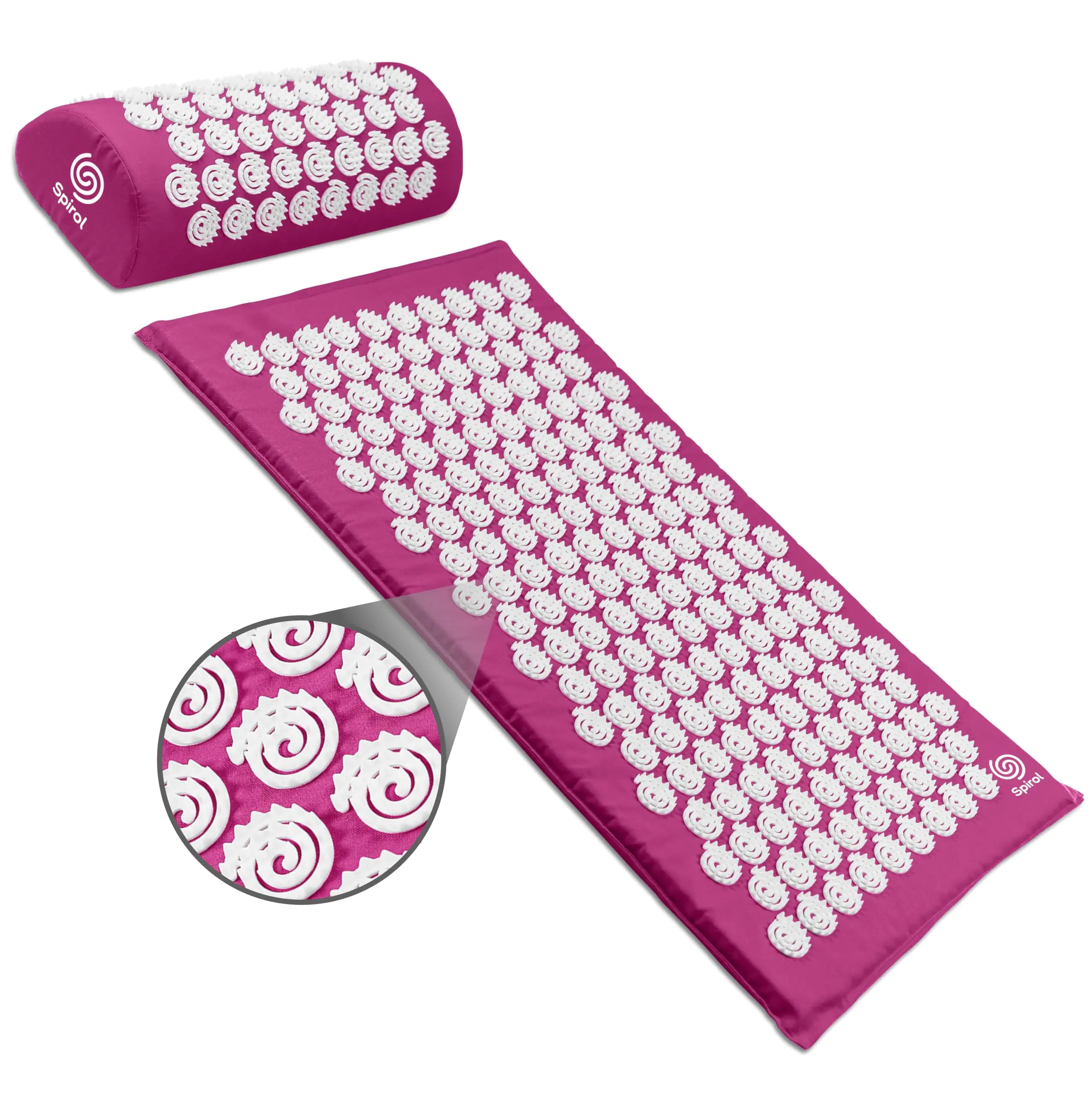 FSA HSA Eligible Spirol Acupressure Mat and Pillow Set for Back Neck and Shoulder Pain Relief with Flexible Acupressure Spikes Includes Carry Bag (Amethyst)