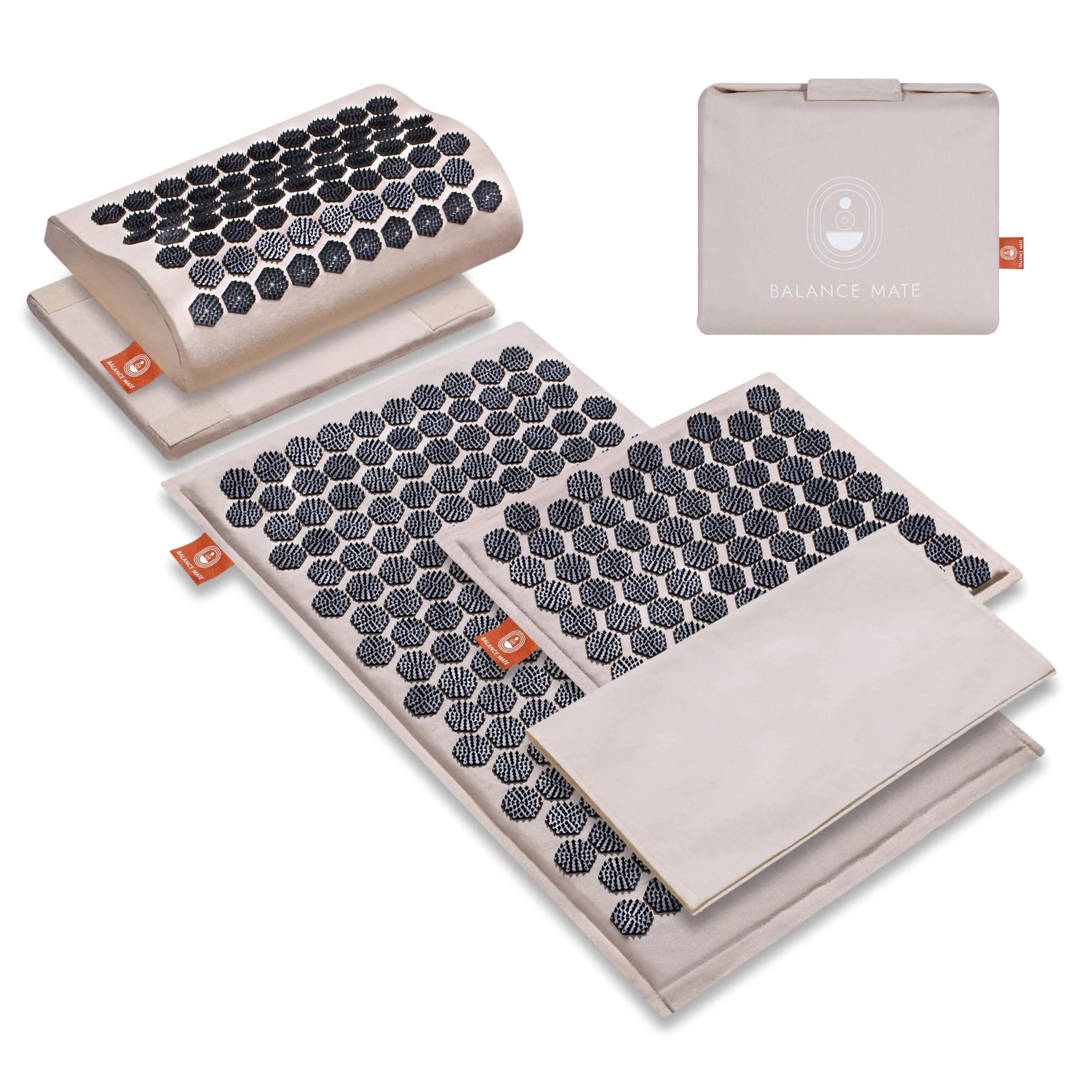 Acupressure Mat and Pillow Set for Back and Neck Pain Relief – Premium Mat for Chronic Back and Neck Pain - Stress Relief Mat Supports Muscle Relaxation Sleep and Full-Body Wellness (Soft Cream)