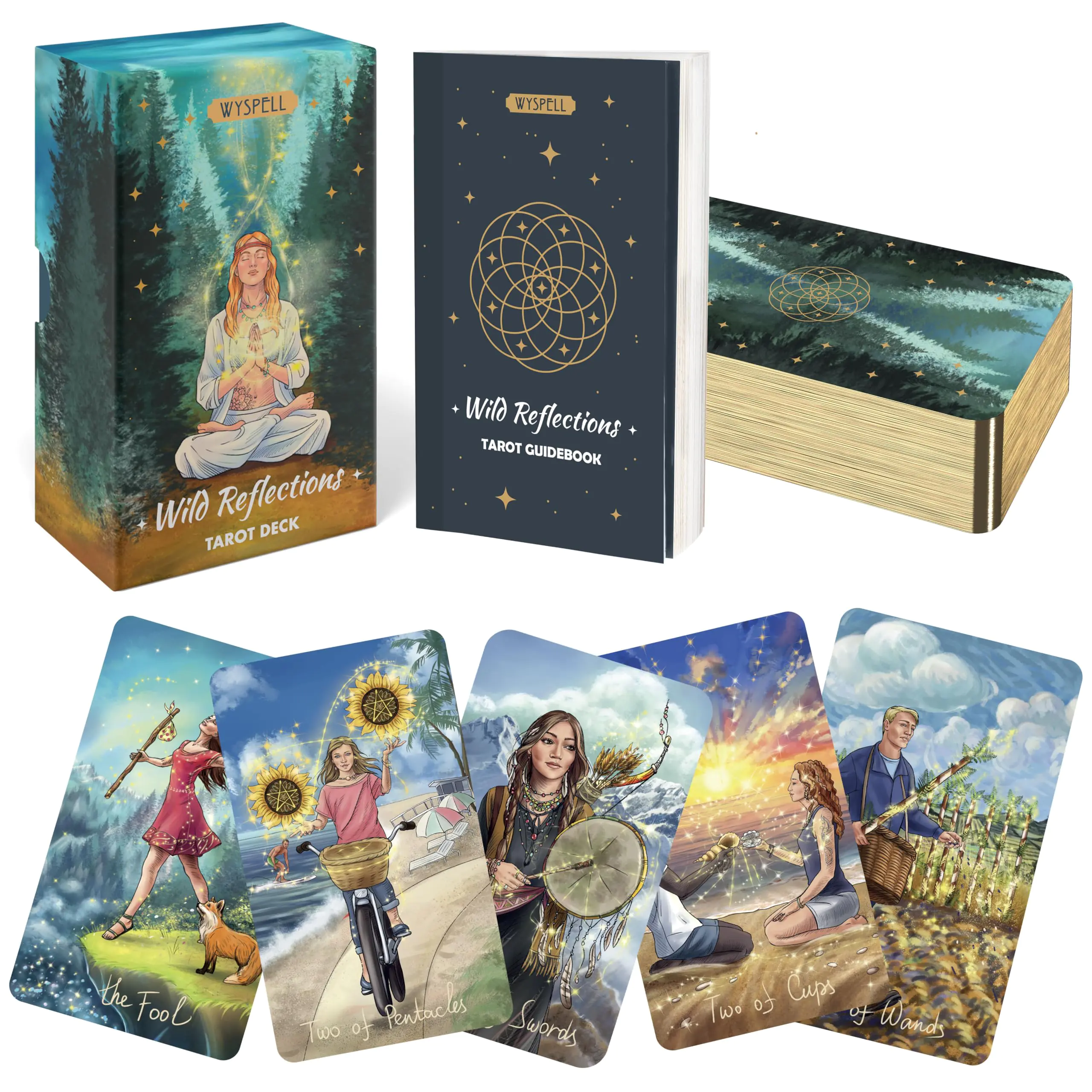Wyspell Wild Reflections Tarot Cards: Nature-Inspired Tarot Cards with Guide Book - Beautiful Tarot Cards Set - Tarot Cards for Beginners
