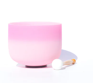 Dual-tone Rose Pink Crystal Singing Bowl for Sound Therapy 3